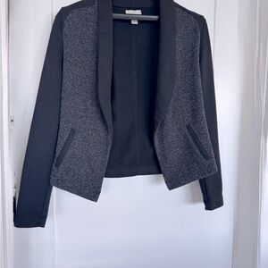 LOFT Cropped Jacket, Black/Charcoal, Size Small